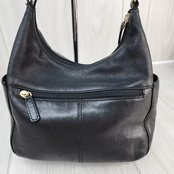 St. John’s Bay Black Leather Hobo Shoulder Bag Satchel Work Office Purse FLAWED - Picture 2 of 16